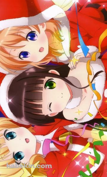 サンタコスの保登心愛 / 桐間紗路 / 宇治松千夜 / ご注文はうさぎですか?のAndroidの壁紙(360px x 592px) スマホ用