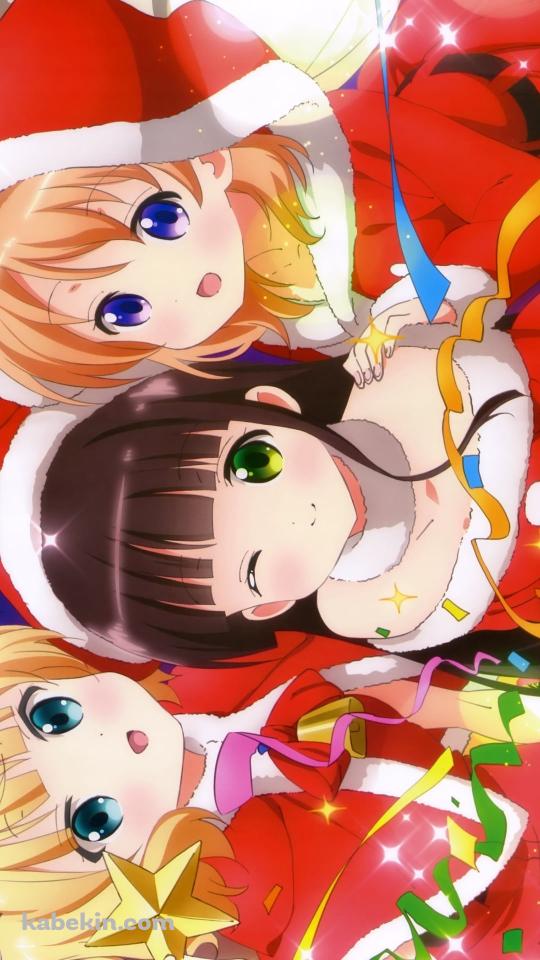 サンタコスの保登心愛 / 桐間紗路 / 宇治松千夜 / ご注文はうさぎですか?のAndroidの壁紙(540px x 960px) スマホ用