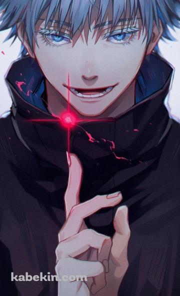 笑うかっこいい青い瞳の五条悟 / 呪術廻戦のAndroidの壁紙(360px x 592px) スマホ用