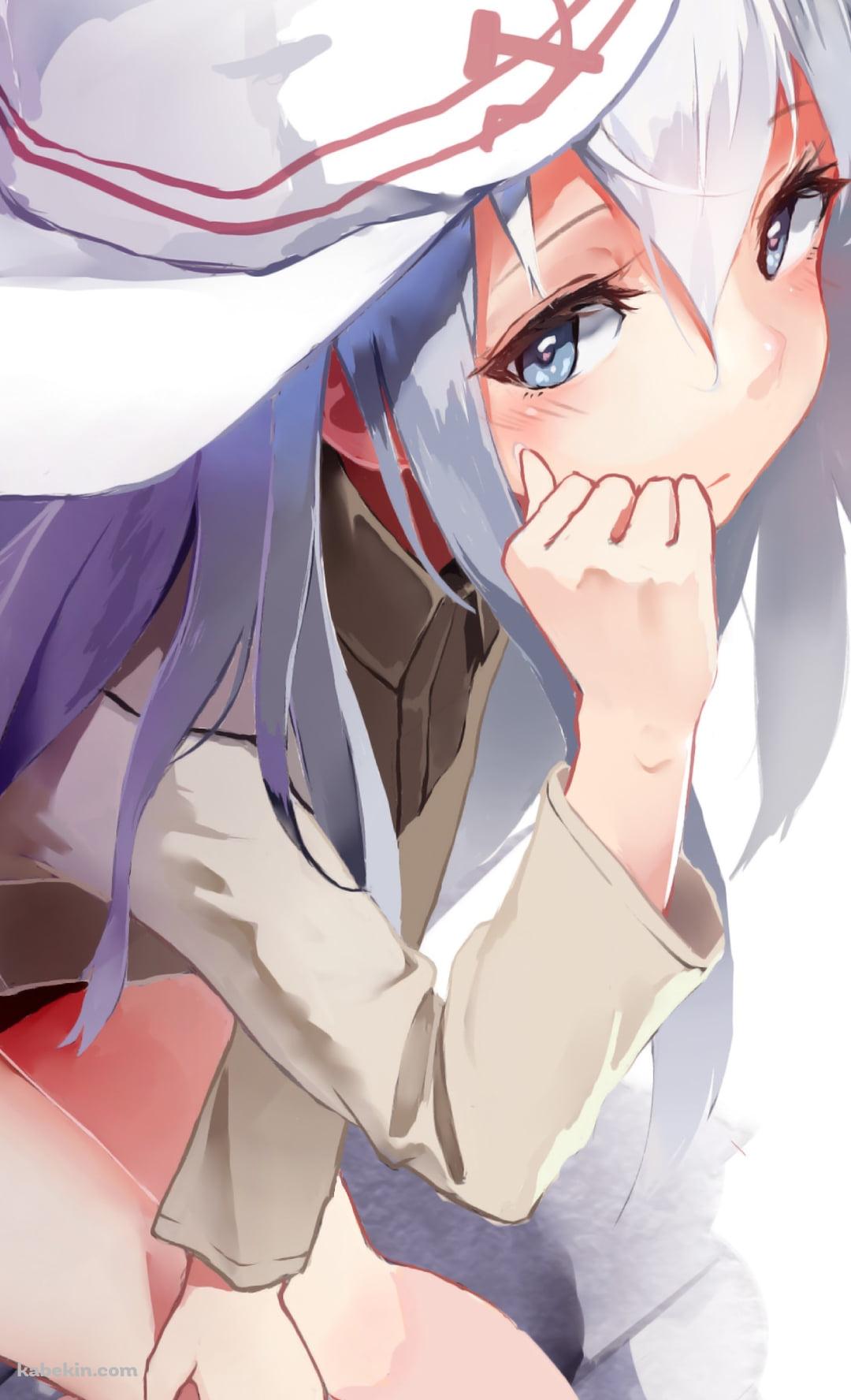 白い階段に座る響 / 艦隊これくしょんのAndroidの壁紙(1080px x 1776px) スマホ用
