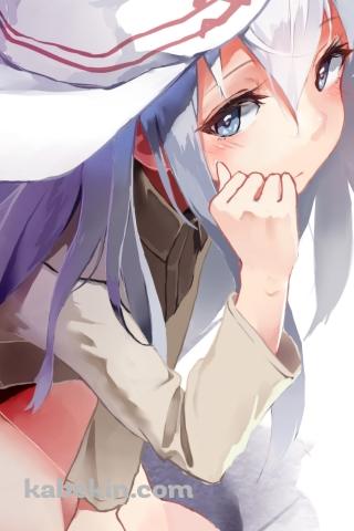 白い階段に座る響 / 艦隊これくしょんのAndroidの壁紙(320px x 480px) スマホ用