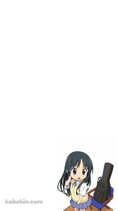 デフォルメされた可愛い秋山澪とベースを入れたケース / けいおん!のAndroidの壁紙(480px x 854px) スマホ用