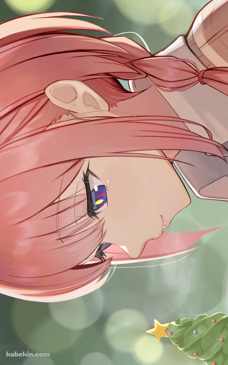 クリスマスツリーを模した緑のアイスを見つめる花譜 / バーチャルYouTuber / VtuberのAndroidの壁紙(800px x 1280px) スマホ用