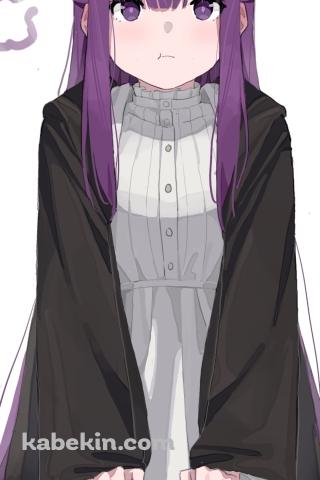 正座でプンスカ怒っているフェルン / 紫のロングヘア― / 葬送のフリーレンのAndroidの壁紙(320px x 480px) スマホ用