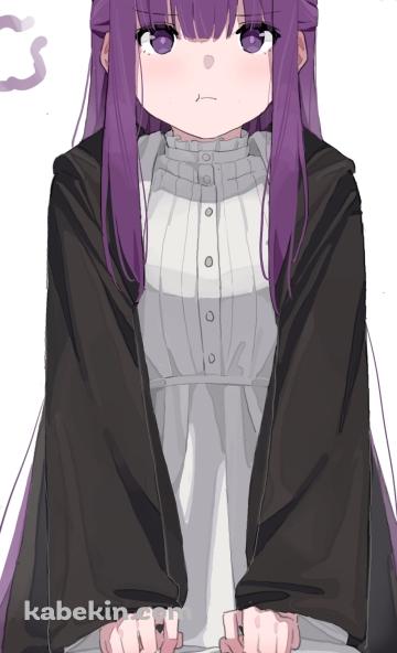 正座でプンスカ怒っているフェルン / 紫のロングヘア― / 葬送のフリーレンのAndroidの壁紙(360px x 592px) スマホ用