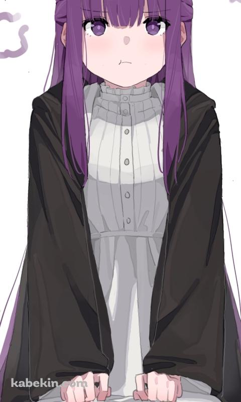 正座でプンスカ怒っているフェルン / 紫のロングヘア― / 葬送のフリーレンのAndroidの壁紙(480px x 800px) スマホ用