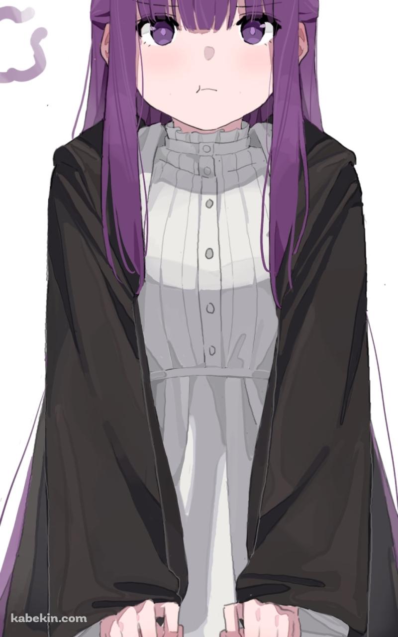 正座でプンスカ怒っているフェルン / 紫のロングヘア― / 葬送のフリーレンのAndroidの壁紙(800px x 1280px) スマホ用