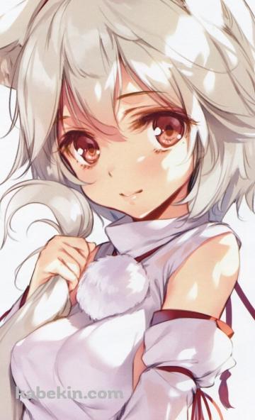 赤い楓の葉と可愛い犬走椛 (いぬばしりもみじ) / 東方のAndroidの壁紙(360px x 592px) スマホ用