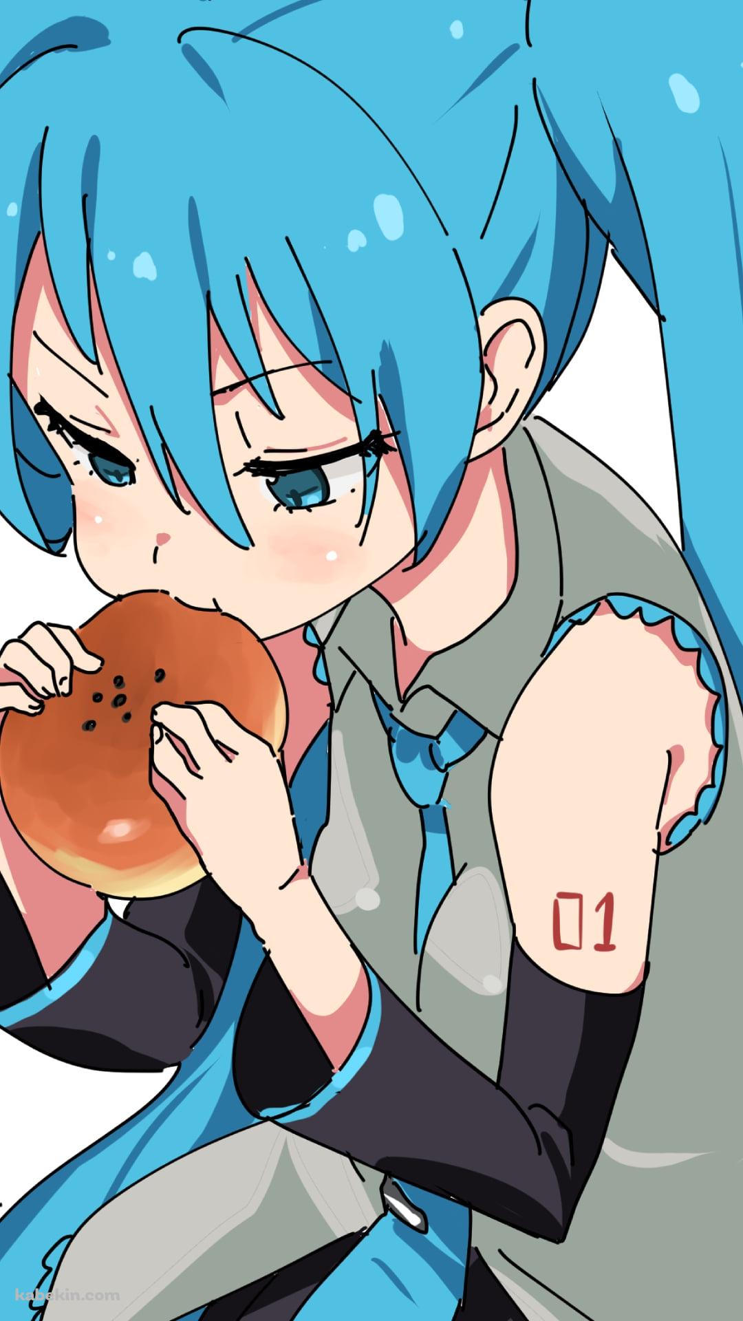 アンパンを食べる初音ミク / ボカロのAndroidの壁紙(1080px x 1920px) スマホ用