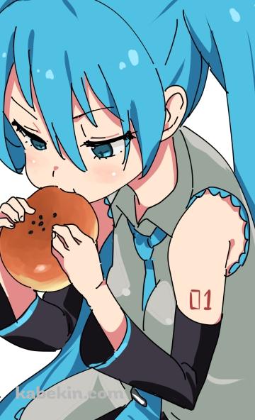 アンパンを食べる初音ミク / ボカロのAndroidの壁紙(360px x 592px) スマホ用