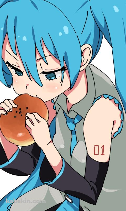 アンパンを食べる初音ミク / ボカロのAndroidの壁紙(480px x 800px) スマホ用