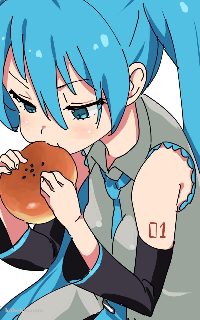 アンパンを食べる初音ミク / ボカロのAndroidの壁紙(800px x 1280px) スマホ用