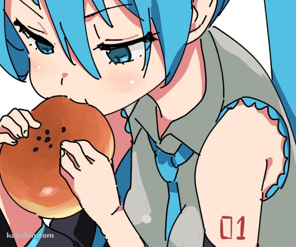 アンパンを食べる初音ミク / ボカロのAndroidの壁紙(960px x 800px) スマホ用