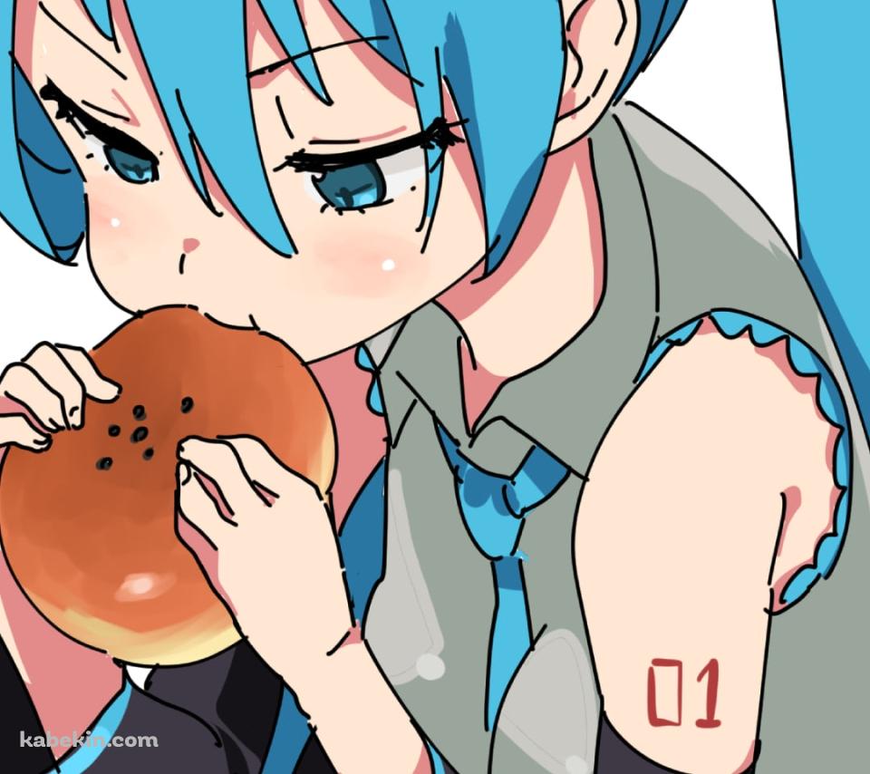 アンパンを食べる初音ミク / ボカロのAndroidの壁紙(960px x 854px) スマホ用