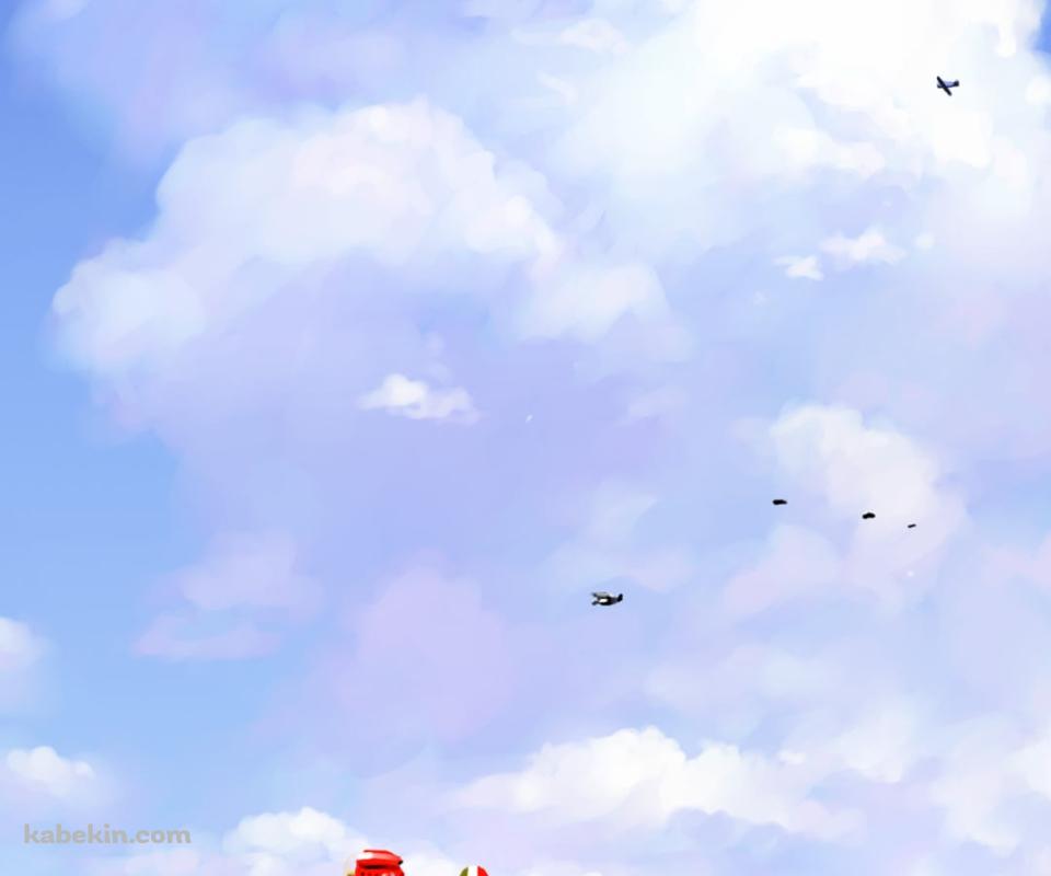 青空と赤い飛行機 / 入道雲 / 紅の豚 / ポルコのAndroidの壁紙(960px x 800px) スマホ用