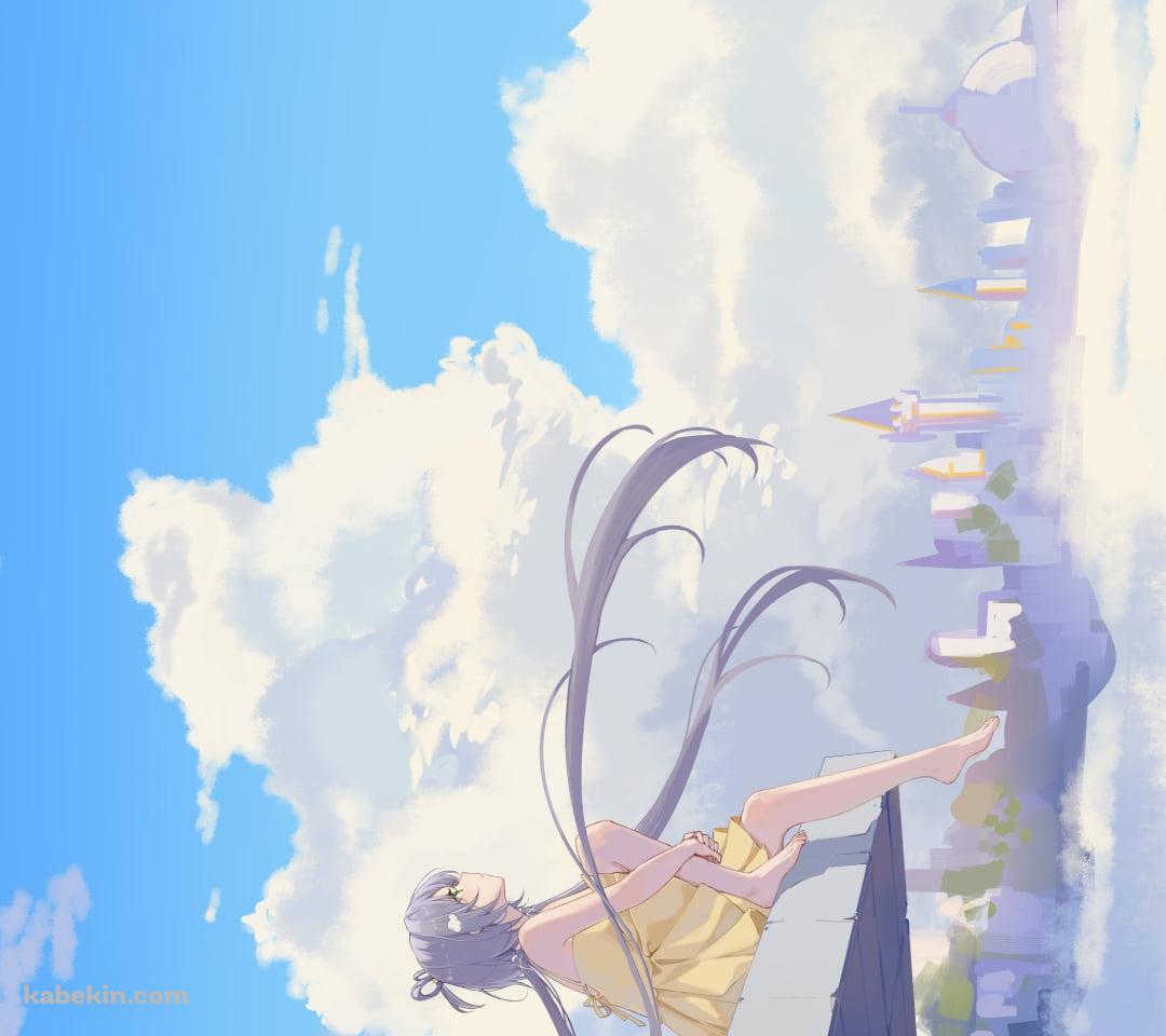 青空と飛行機と黄色い洋服を着た洛天依 / LUO TIANYI / ボカロのAndroidの壁紙(1080px x 960px) スマホ用