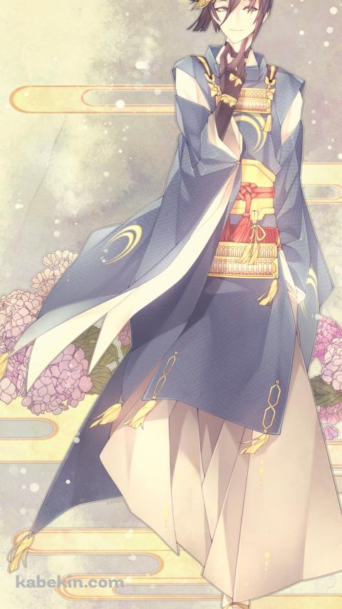 紫陽花と三日月宗近(みかづきむねちか)/ 刀剣乱舞のAndroidの壁紙(480px x 854px) スマホ用