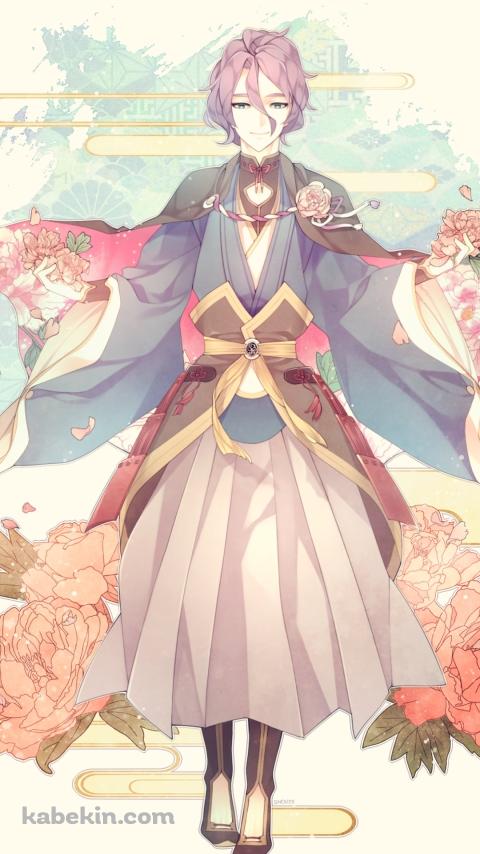 赤い花と歌仙兼定(かせんかねさだ) / 刀剣乱舞のAndroidの壁紙(480px x 854px) スマホ用