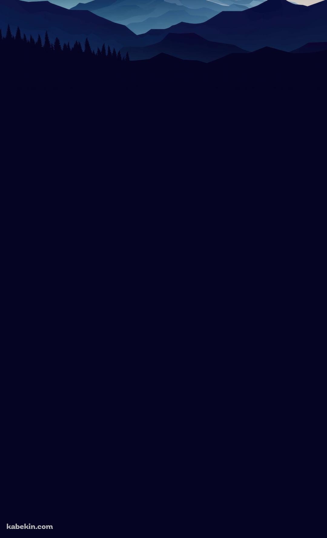 青い森と山と夕陽 / ベクターのAndroidの壁紙(1080px x 1776px) スマホ用