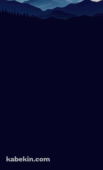 青い森と山と夕陽 / ベクターのAndroidの壁紙(360px x 592px) スマホ用