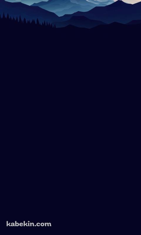 青い森と山と夕陽 / ベクターのAndroidの壁紙(480px x 800px) スマホ用