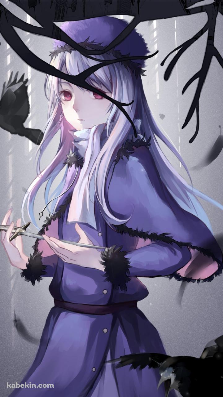 黒いカラスと短剣を持つイリヤスフィール・フォン・アインツベルン / FateのAndroidの壁紙(720px x 1280px) スマホ用