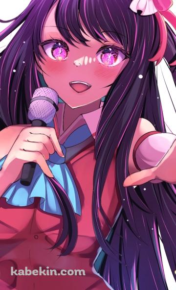 頬をあからめて歌を唄う星野アイ / ステージ / アイドル / 推しの子のAndroidの壁紙(360px x 592px) スマホ用