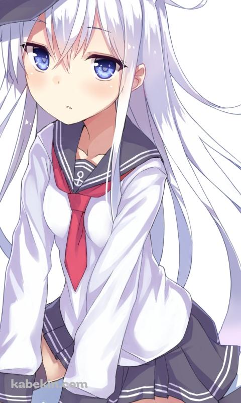 地べたに座る可愛い響 / 艦隊これくしょんのAndroidの壁紙(480px x 800px) スマホ用