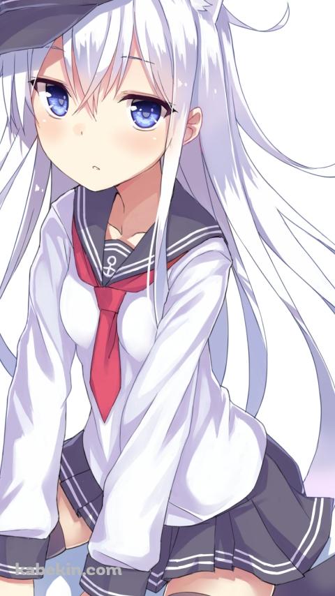 地べたに座る可愛い響 / 艦隊これくしょんのAndroidの壁紙(480px x 854px) スマホ用