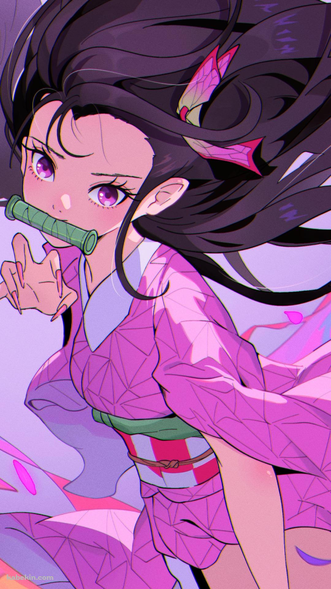 ポップなタッチで描かれた竈門禰豆子 / 鬼滅の刃のAndroidの壁紙(1080px x 1920px) スマホ用