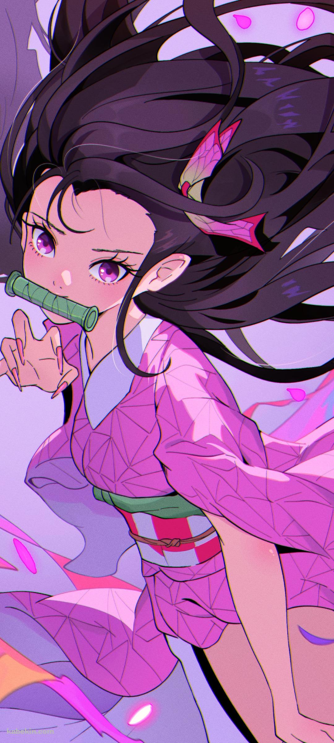 ポップなタッチで描かれた竈門禰豆子 / 鬼滅の刃のAndroidの壁紙(1080px x 2400px) スマホ用