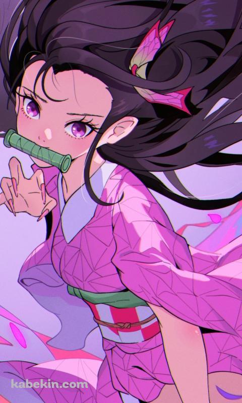 ポップなタッチで描かれた竈門禰豆子 / 鬼滅の刃のAndroidの壁紙(480px x 800px) スマホ用