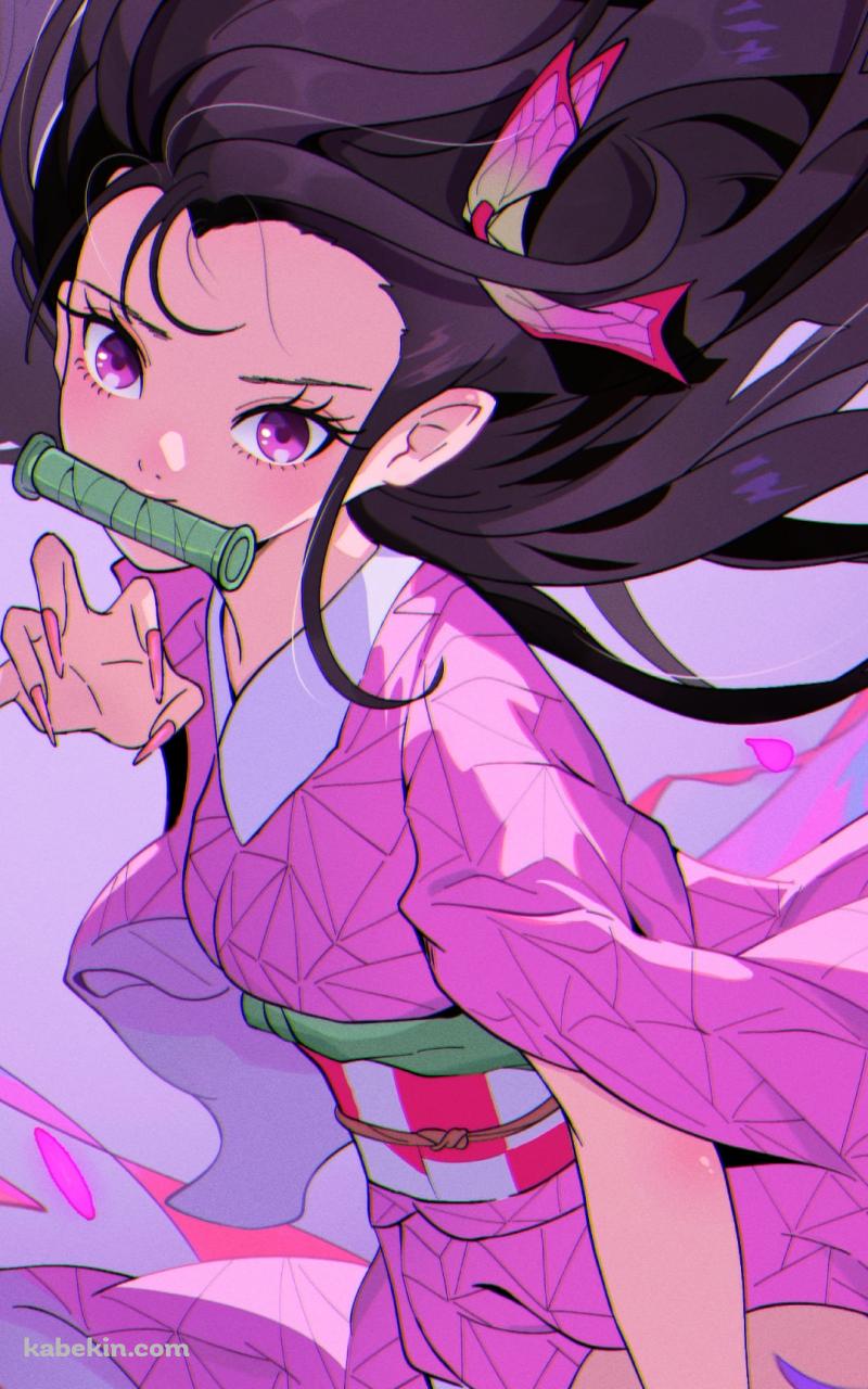 ポップなタッチで描かれた竈門禰豆子 / 鬼滅の刃のAndroidの壁紙(800px x 1280px) スマホ用