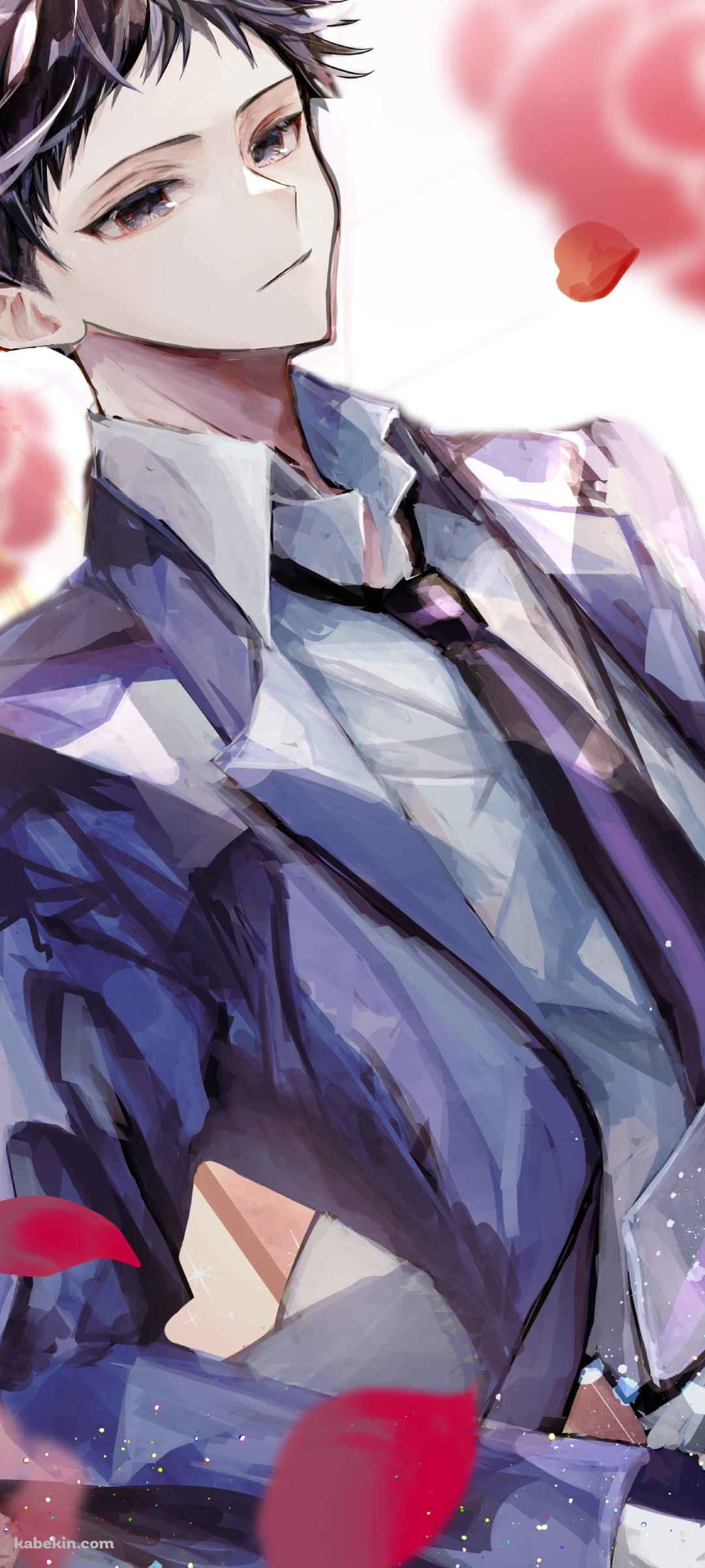 赤い薔薇と銛之塚崇 (もりのづかたかし) / 桜蘭高校ホスト部のAndroidの壁紙(1080px x 2400px) スマホ用