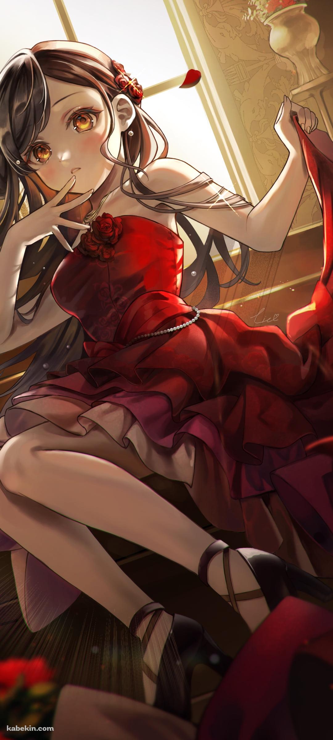 赤いドレスを着た可愛い白石杏 / プロセカ / プロジェクトセカイのAndroidの壁紙(1080px x 2400px) スマホ用