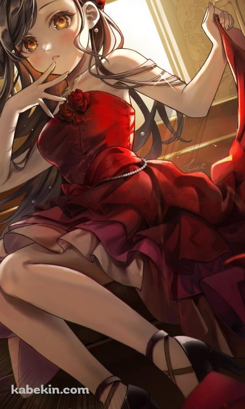 赤いドレスを着た可愛い白石杏 / プロセカ / プロジェクトセカイのAndroidの壁紙(480px x 800px) スマホ用