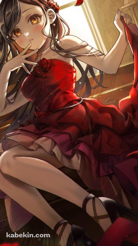 赤いドレスを着た可愛い白石杏 / プロセカ / プロジェクトセカイのAndroidの壁紙(480px x 854px) スマホ用