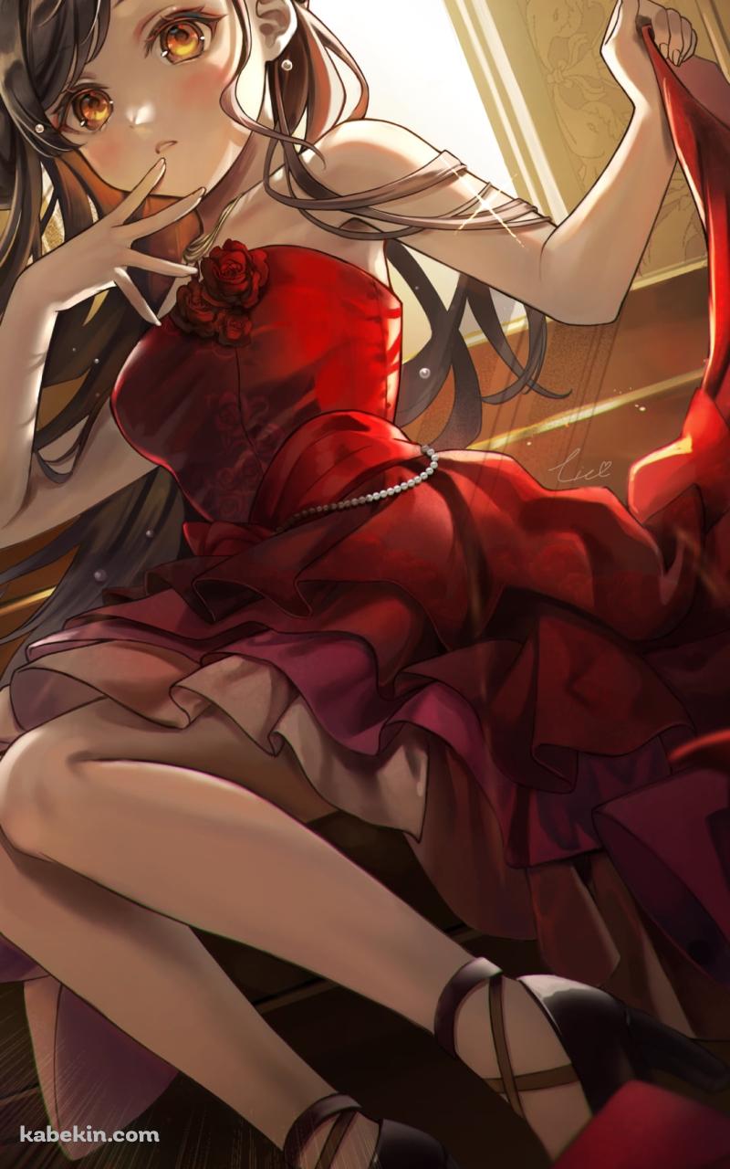 赤いドレスを着た可愛い白石杏 / プロセカ / プロジェクトセカイのAndroidの壁紙(800px x 1280px) スマホ用