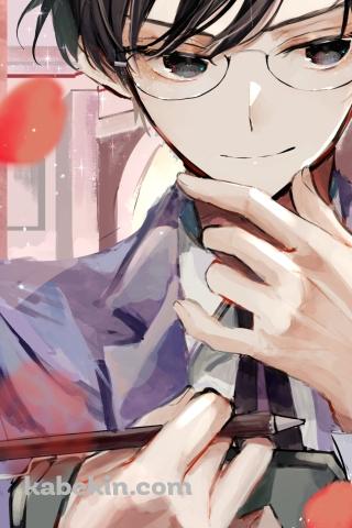 赤い薔薇と鳳鏡夜(おおとりきょうや) / 桜蘭高校ホスト部のAndroidの壁紙(320px x 480px) スマホ用