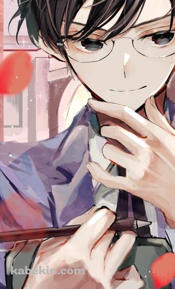 赤い薔薇と鳳鏡夜(おおとりきょうや) / 桜蘭高校ホスト部のAndroidの壁紙(360px x 592px) スマホ用