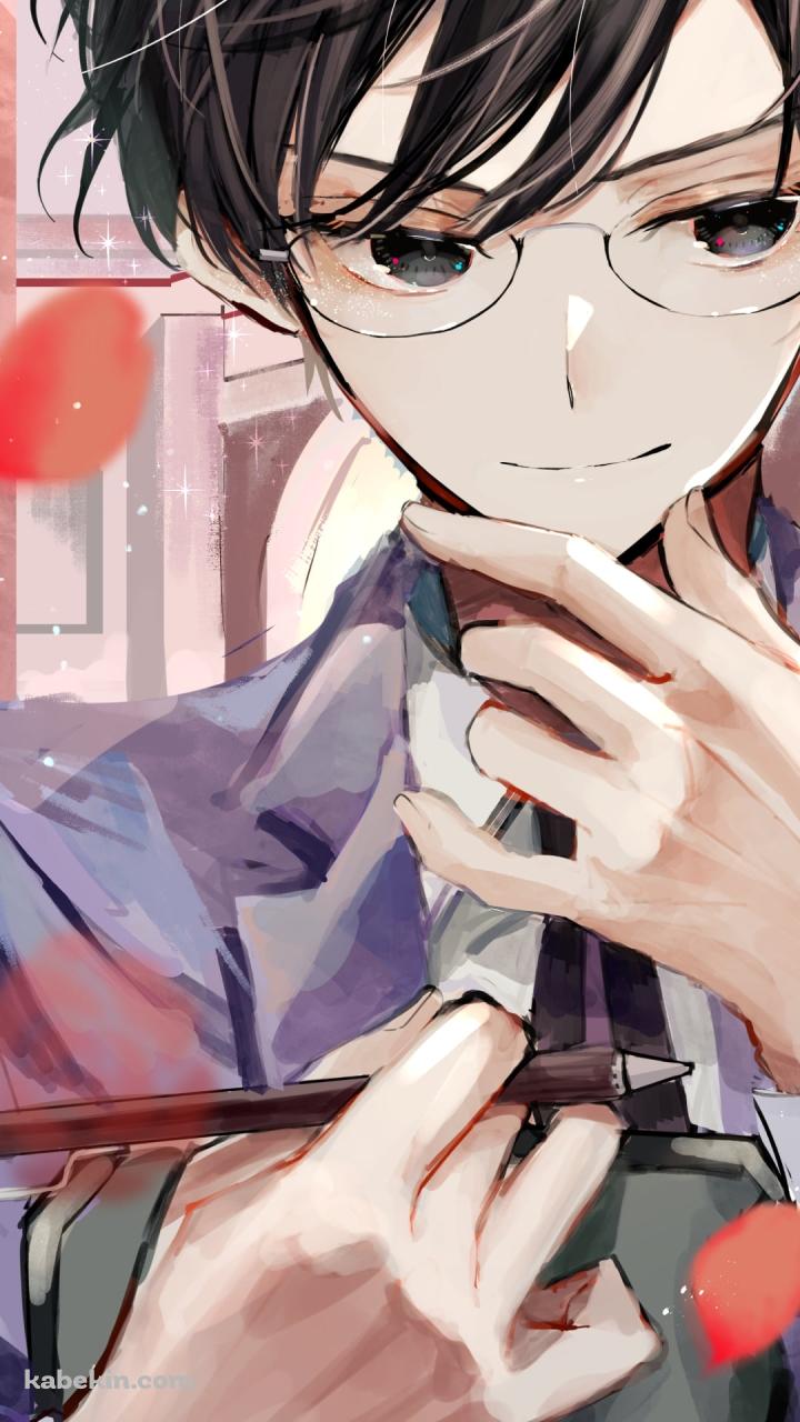 赤い薔薇と鳳鏡夜(おおとりきょうや) / 桜蘭高校ホスト部のAndroidの壁紙(720px x 1280px) スマホ用