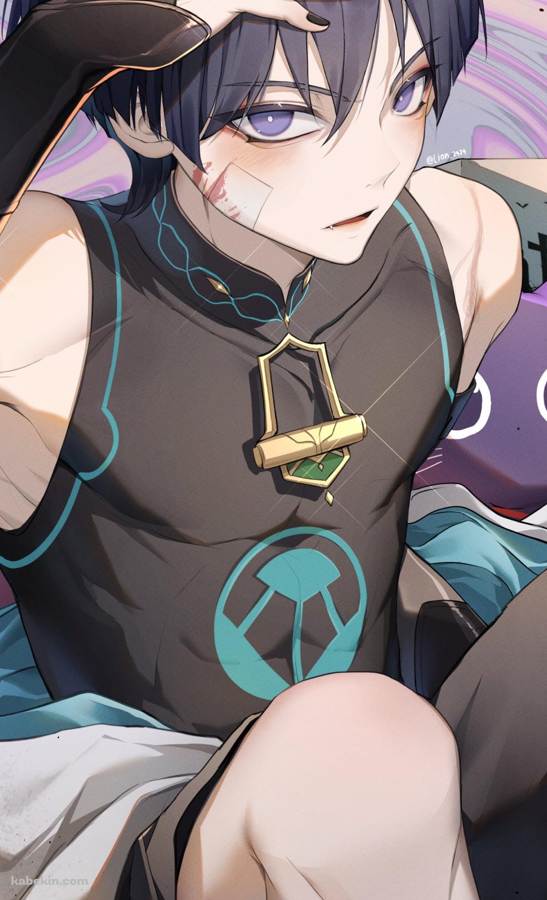 頭上のサングラスに手をあてるスカラマシュ / 放浪者 / ハロウィン / 原神のAndroidの壁紙(1080px x 1776px) スマホ用