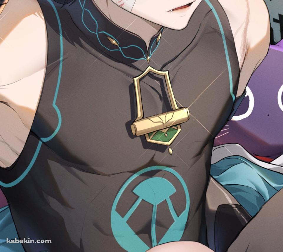 頭上のサングラスに手をあてるスカラマシュ / 放浪者 / ハロウィン / 原神のAndroidの壁紙(960px x 854px) スマホ用