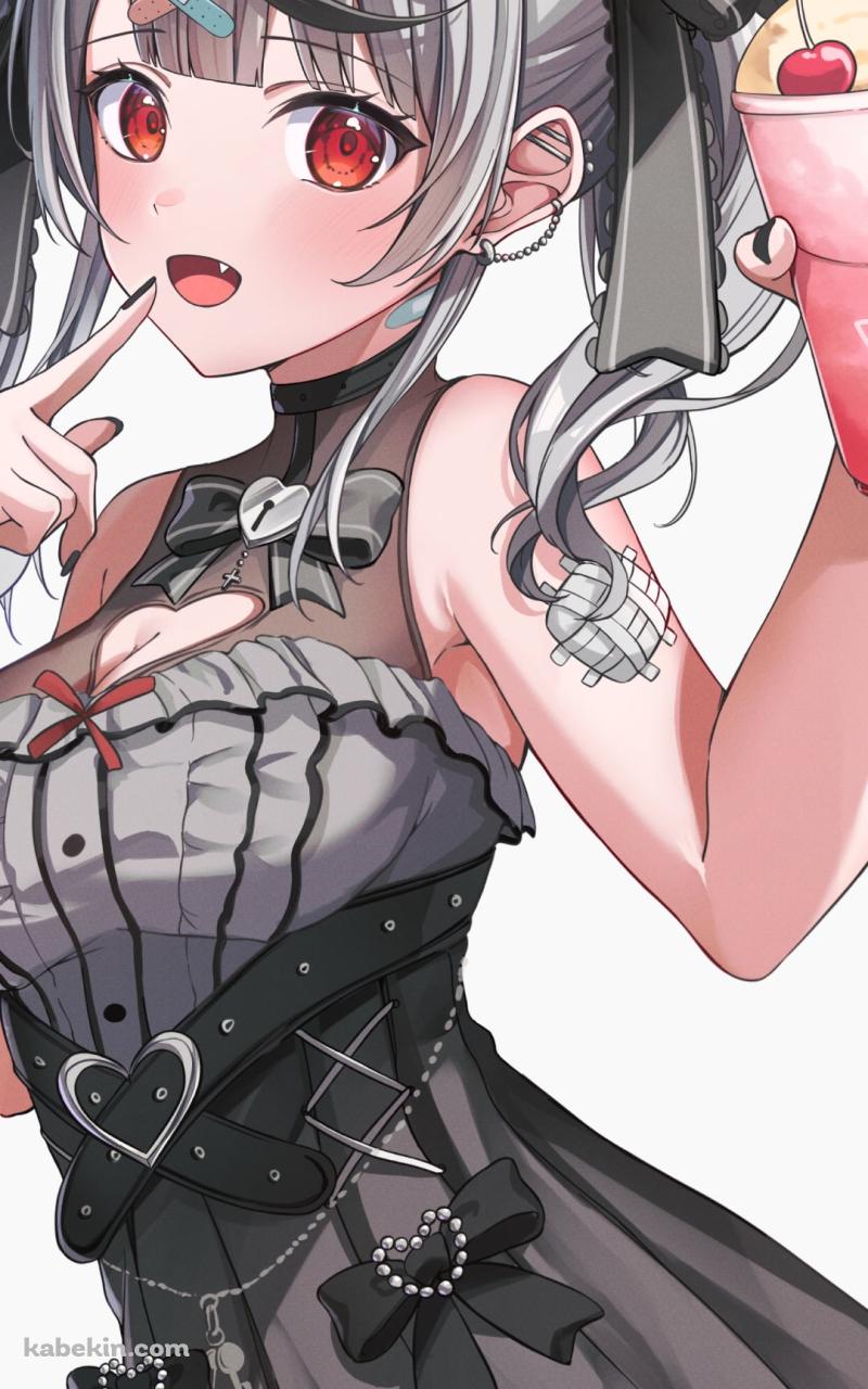 ピンクのアイスフロートを持つ沙花叉クロヱ / ホロライブ / バーチャルYouTuber / VtuberのAndroidの壁紙(800px x 1280px) スマホ用