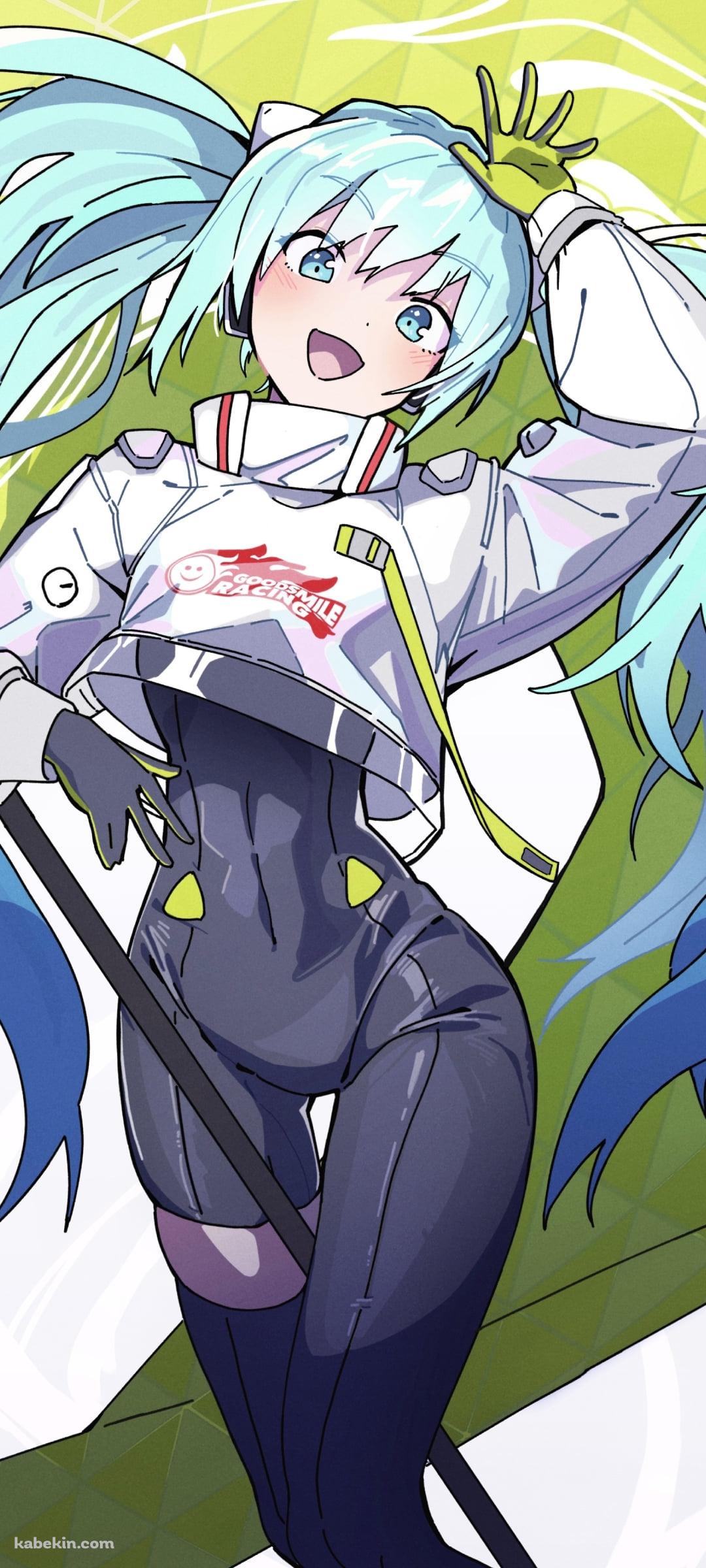 笑顔でポーズを取るレーシングミク / 初音ミク / ボカロ / ボーカロイドのAndroidの壁紙(1080px x 2400px) スマホ用