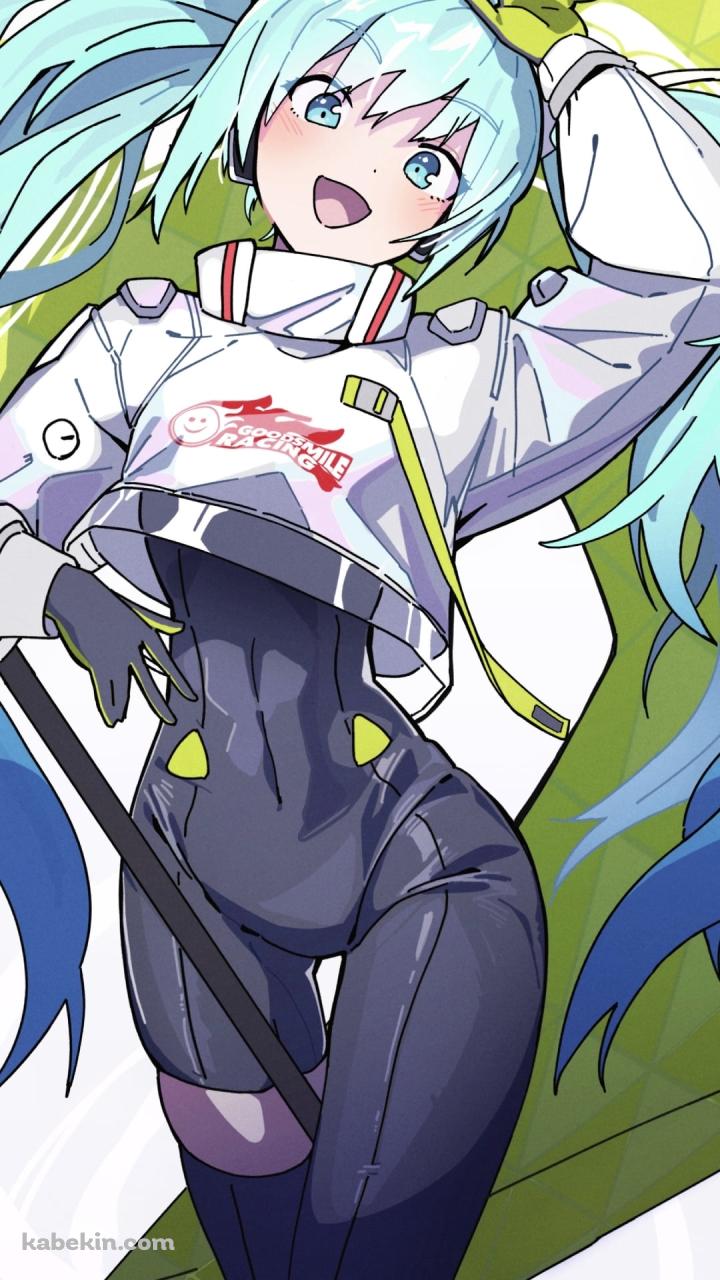 笑顔でポーズを取るレーシングミク / 初音ミク / ボカロ / ボーカロイドのAndroidの壁紙(720px x 1280px) スマホ用