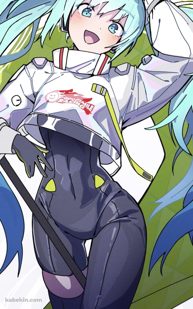 笑顔でポーズを取るレーシングミク / 初音ミク / ボカロ / ボーカロイドのAndroidの壁紙(800px x 1280px) スマホ用