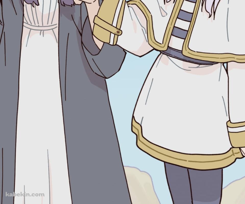 疲れ果てているフリーレンの手を取るフェルン / 葬送のフリーレンのAndroidの壁紙(960px x 800px) スマホ用