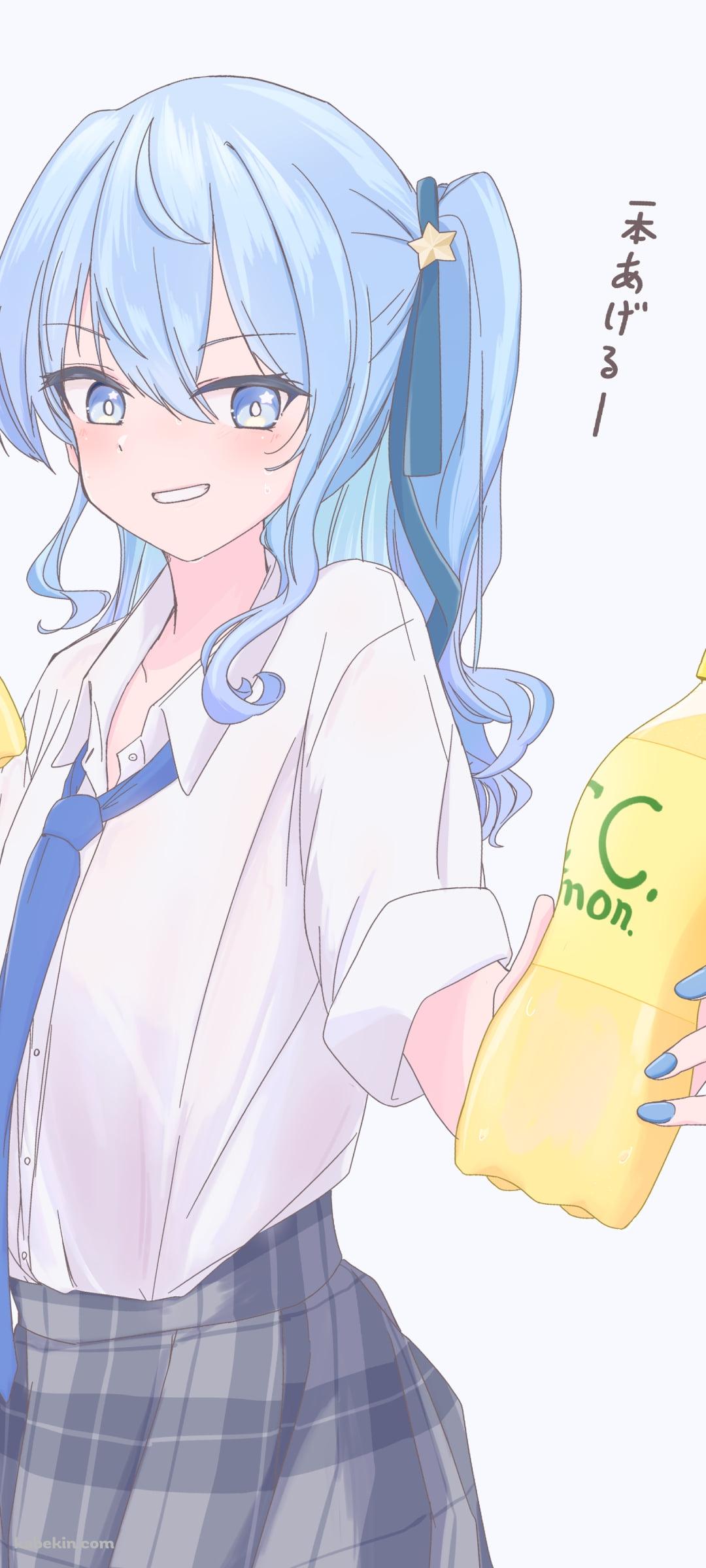 C.C.レモンを差し出す星街すいせい / ホロライブ / バーチャルYouTuber / VtuberのAndroidの壁紙(1080px x 2400px) スマホ用