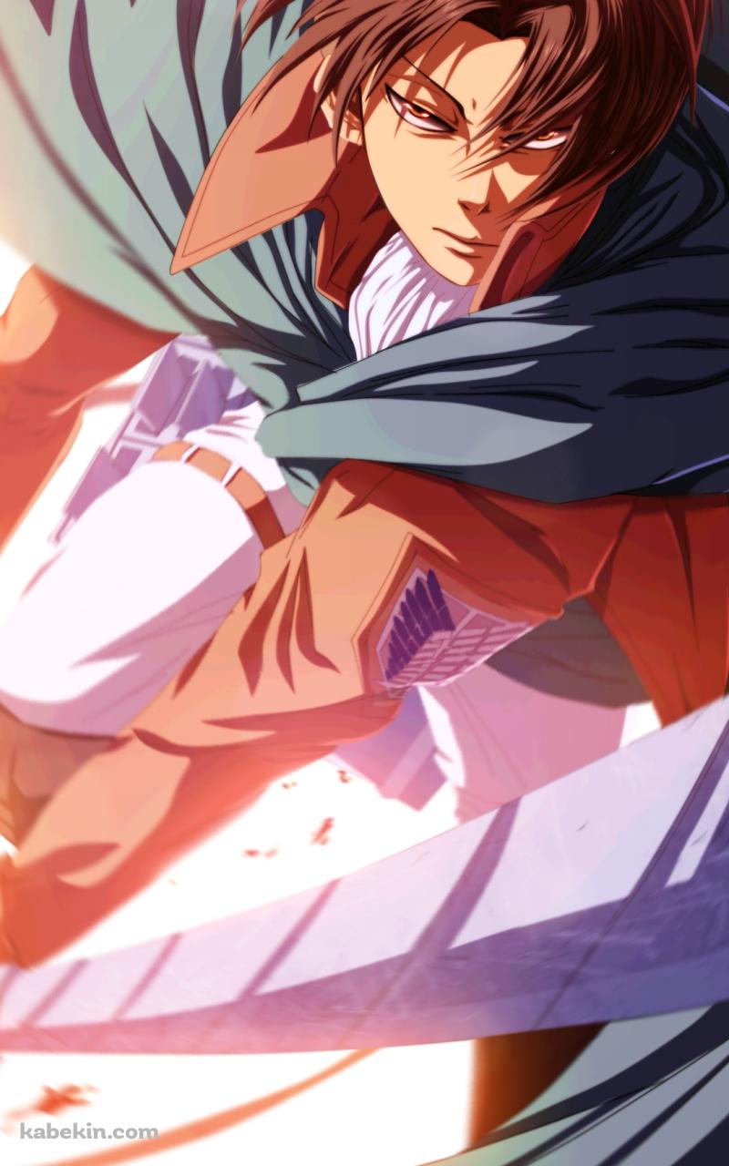 2つの剣を持つ険しい表情のリヴァイ / 進撃の巨人のAndroidの壁紙(800px x 1280px) スマホ用